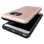 Wholesale Galaxy Note FE / Note Fan Edition / Note 7 Card Holder Hybrid Case (Rose Gold)